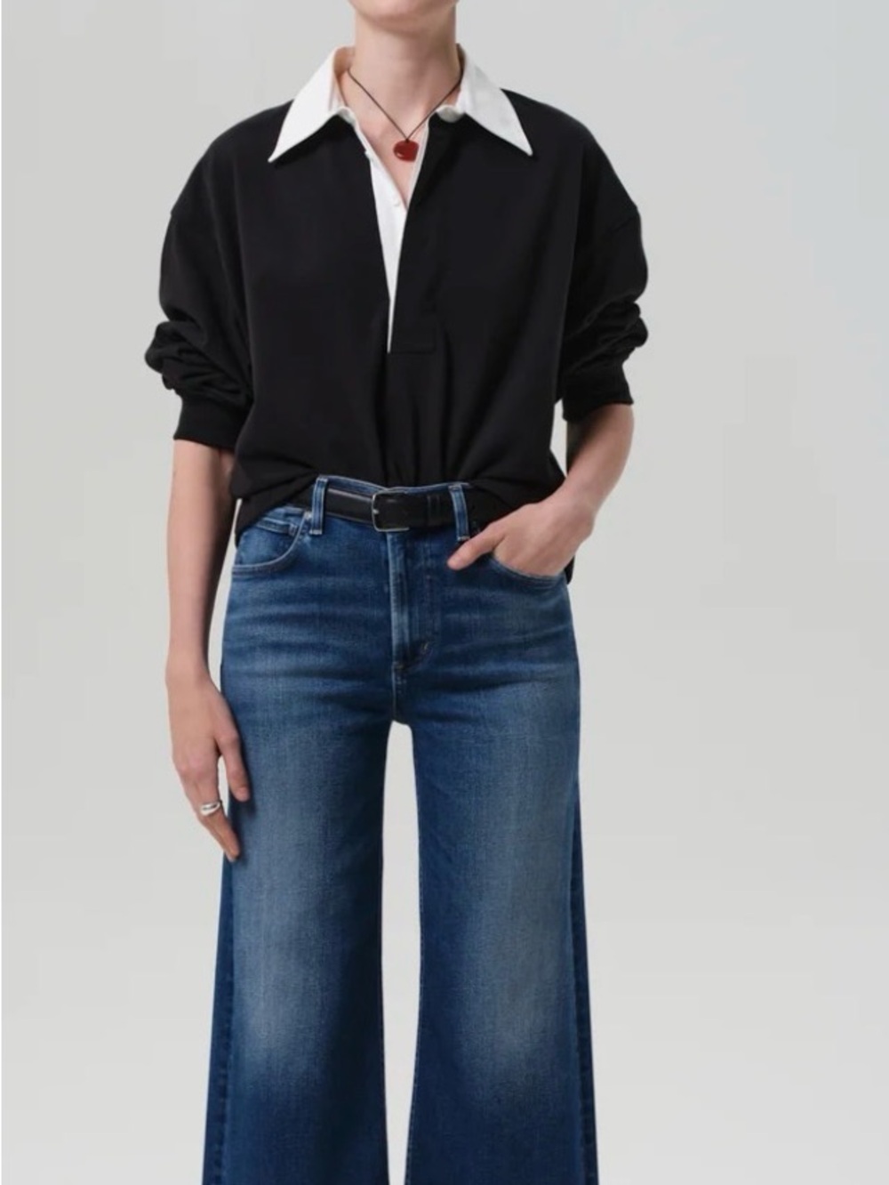 Wide-Leg High-Rise Women’s Jeans in Dark Blue